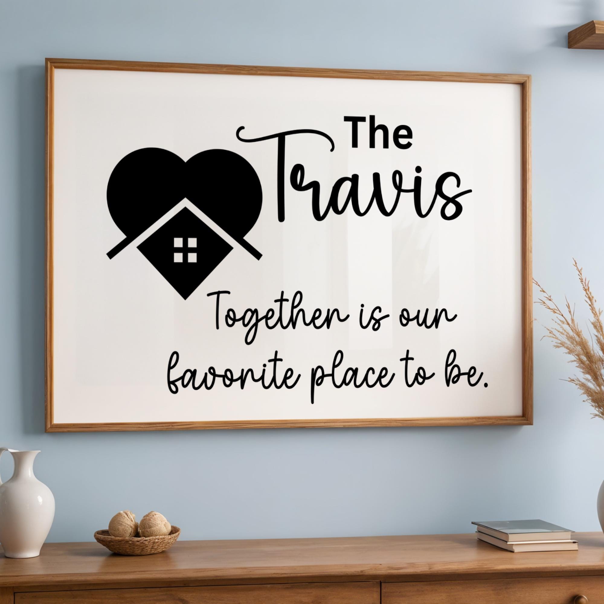 Stylish Personalized Family Name Canvas Sign crafted as a modern framed wall print to elevate your home decor. This custom wall art gift showcases your family name or favorite quote, blending elegance and warmth in one timeless piece. Ideal for living rooms, bedrooms, or entryways, it adds a personal and sophisticated touch to any home. A trendy and thoughtful custom gift for him or her, perfect for weddings, anniversaries, or housewarming celebrations.