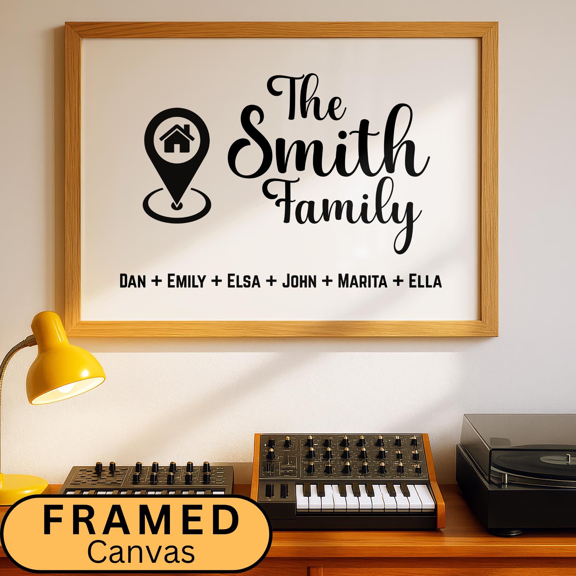 Modern Personalized Family Name Sign featuring a custom last name or kids’ name print on a stylish framed canvas. This custom wall art adds a unique and elegant touch to your modern home decor. Perfect as a trendy personalized gift for weddings, families, or special occasions. Enhance your space with this custom framed canvas wall art, a beautiful blend of style and meaning. New home Wall Decor, Christmas Gift Idea