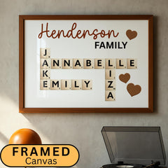 This Personalized Scrabble Puzzle Sign is a creative and heartwarming way to celebrate family connections. Designed as a custom wooden crossword wall sign, it beautifully features your family or grandkids’ names in a charming Scrabble-style layout. Perfect as a grandparents’ Christmas gift, birthday surprise, or family keepsake that adds warmth to any home. A custom last name sign ideal for decorating living rooms, hallways, or family walls with love and personality.