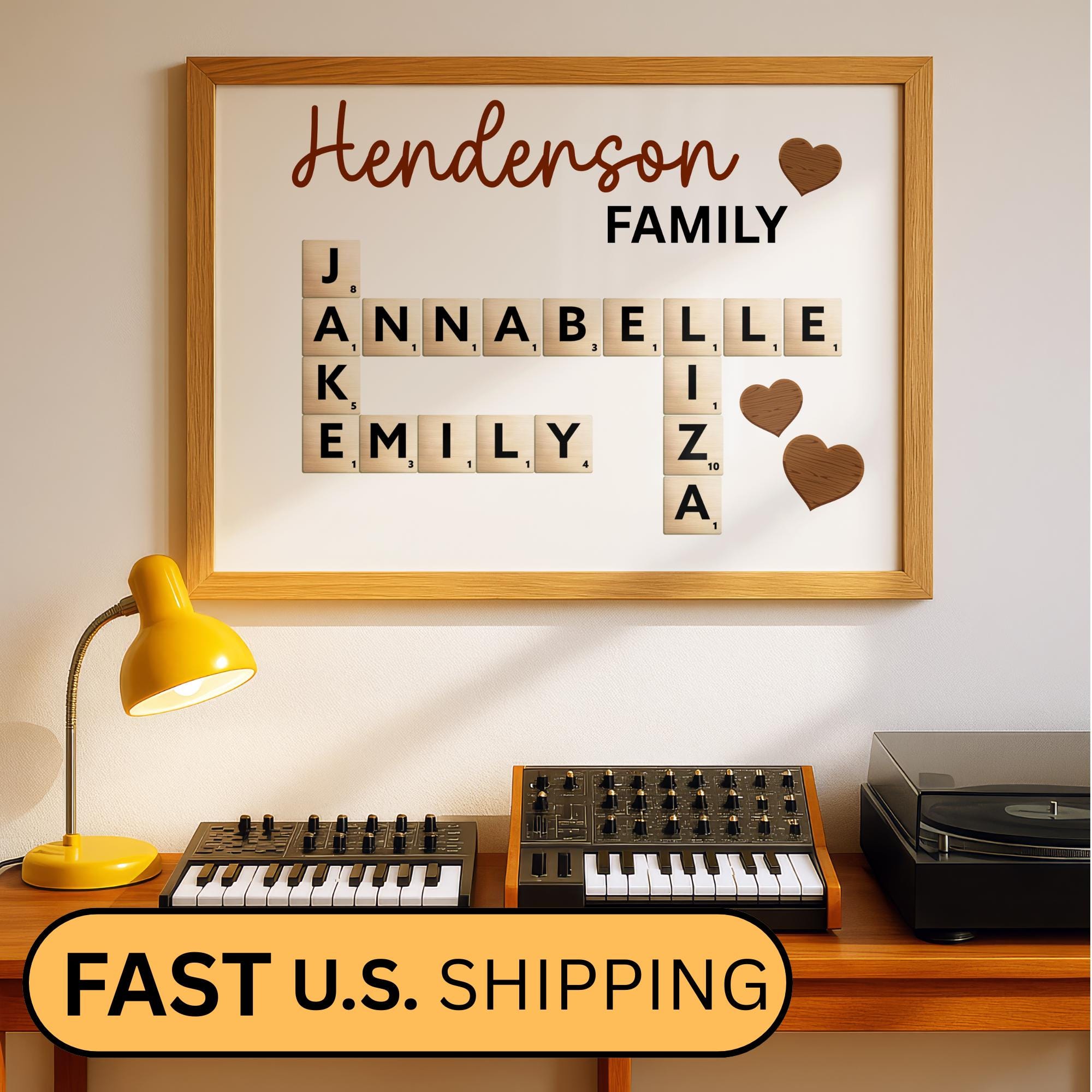 This Personalized Scrabble Puzzle Sign is a creative and heartwarming way to celebrate family connections. Designed as a custom wooden crossword wall sign, it beautifully features your family or grandkids’ names in a charming Scrabble-style layout. Perfect as a grandparents’ Christmas gift, birthday surprise, or family keepsake that adds warmth to any home. A custom last name sign ideal for decorating living rooms, hallways, or family walls with love and personality.