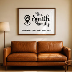 Modern Personalized Family Name Sign featuring a custom last name or kids’ name print on a stylish framed canvas. This custom wall art adds a unique and elegant touch to your modern home decor. Perfect as a trendy personalized gift for weddings, families, or special occasions. Enhance your space with this custom framed canvas wall art, a beautiful blend of style and meaning. New home Wall Decor, Christmas Gift Idea