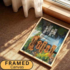 Custom Family Name Sign Canvas designed with a vintage street sign style and nature adventure theme, a waterfall. Personalized wall art creates a meaningful focal point in any living room, hallway, or entryway. Motivational quote decor adds an inspiring touch for families who love travel and outdoor experiences. A trendy and thoughtful gift idea for housewarmings, anniversaries, or family celebrations.