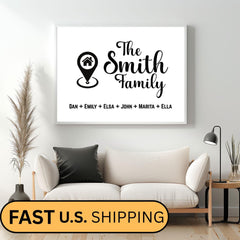 Modern Personalized Family Name Sign featuring a custom last name or kids’ name print on a stylish framed canvas. This custom wall art adds a unique and elegant touch to your modern home decor. Perfect as a trendy personalized gift for weddings, families, or special occasions. Enhance your space with this custom framed canvas wall art, a beautiful blend of style and meaning. New home Wall Decor, Christmas Gift Idea