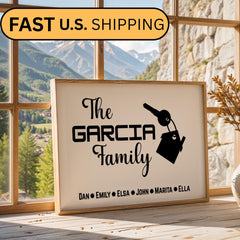 Elegant Personalized Family Name Sign designed as a custom wall art gift for stylish and modern homes. This framed canvas print features your family or kids’ names in a minimalist, timeless design. A perfect custom gift for weddings, anniversaries, or new homeowners who appreciate unique decor. Add a warm, personal touch to your home wall decor with this trendy custom name sign art. New Home Decor, Perfect Christmas Gift Idea