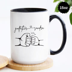 Personalized Godfather Gift, Father's Day Mug, Birthday or Christmas Present from Godchild, Godfather And Baby Fist Bump Mug, Godfather Mug