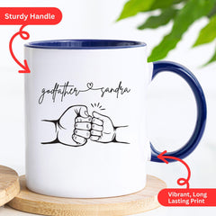 Personalized Godfather Gift, Father's Day Mug, Birthday or Christmas Present from Godchild, Godfather And Baby Fist Bump Mug, Godfather Mug