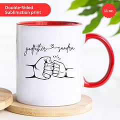 Personalized Godfather Gift, Father's Day Mug, Birthday or Christmas Present from Godchild, Godfather And Baby Fist Bump Mug, Godfather Mug