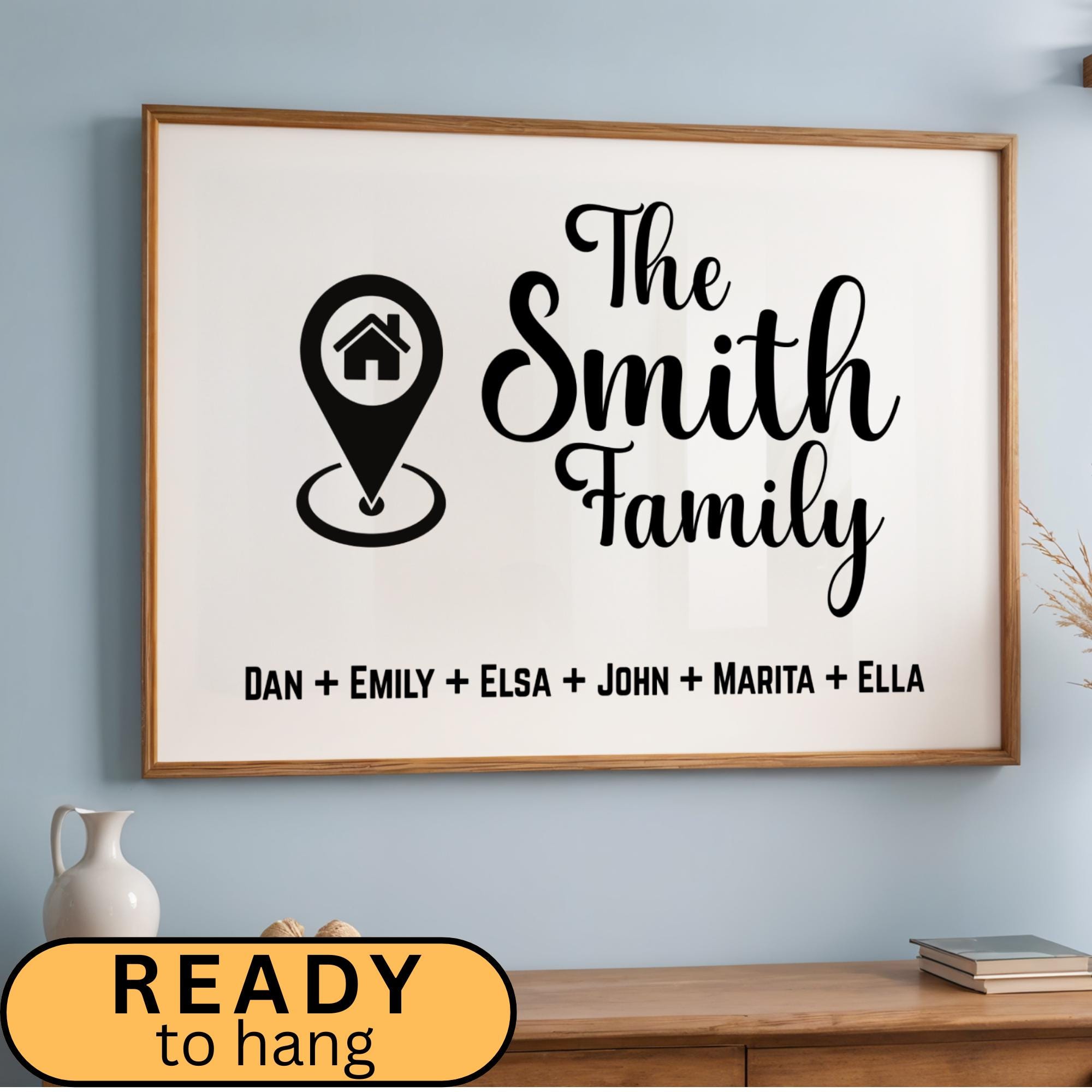 Modern Personalized Family Name Sign featuring a custom last name or kids’ name print on a stylish framed canvas. This custom wall art adds a unique and elegant touch to your modern home decor. Perfect as a trendy personalized gift for weddings, families, or special occasions. Enhance your space with this custom framed canvas wall art, a beautiful blend of style and meaning. New home Wall Decor, Christmas Gift Idea