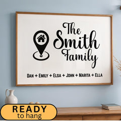 Modern Personalized Family Name Sign featuring a custom last name or kids’ name print on a stylish framed canvas. This custom wall art adds a unique and elegant touch to your modern home decor. Perfect as a trendy personalized gift for weddings, families, or special occasions. Enhance your space with this custom framed canvas wall art, a beautiful blend of style and meaning. New home Wall Decor, Christmas Gift Idea