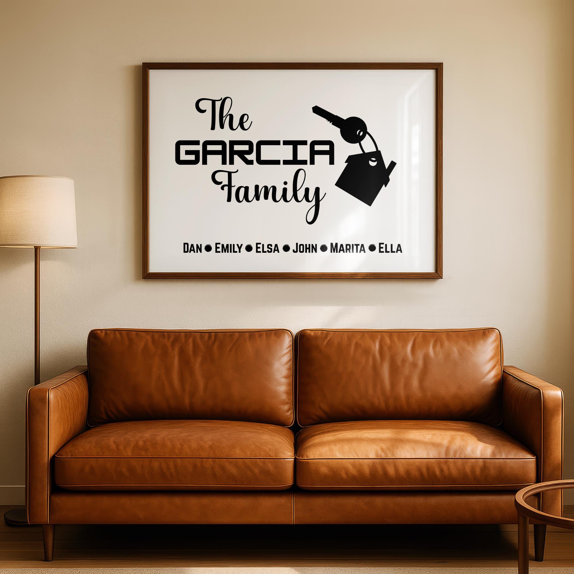 Elegant Personalized Family Name Sign designed as a custom wall art gift for stylish and modern homes. This framed canvas print features your family or kids’ names in a minimalist, timeless design. A perfect custom gift for weddings, anniversaries, or new homeowners who appreciate unique decor. Add a warm, personal touch to your home wall decor with this trendy custom name sign art. New Home Decor, Perfect Christmas Gift Idea