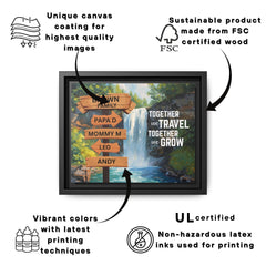 Personalized Family Travel Framed Canvas "Together We Travel Together We Grow"