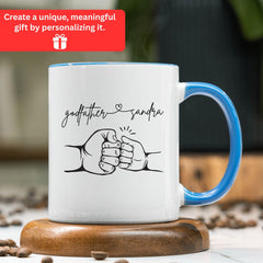 Personalized Godfather Gift, Father's Day Mug, Birthday or Christmas Present from Godchild, Godfather And Baby Fist Bump Mug, Godfather Mug