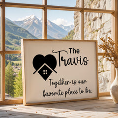 Stylish Personalized Family Name Canvas Sign crafted as a modern framed wall print to elevate your home decor. This custom wall art gift showcases your family name or favorite quote, blending elegance and warmth in one timeless piece. Ideal for living rooms, bedrooms, or entryways, it adds a personal and sophisticated touch to any home. A trendy and thoughtful custom gift for him or her, perfect for weddings, anniversaries, or housewarming celebrations.