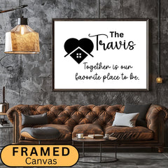 Stylish Personalized Family Name Canvas Sign crafted as a modern framed wall print to elevate your home decor. This custom wall art gift showcases your family name or favorite quote, blending elegance and warmth in one timeless piece. Ideal for living rooms, bedrooms, or entryways, it adds a personal and sophisticated touch to any home. A trendy and thoughtful custom gift for him or her, perfect for weddings, anniversaries, or housewarming celebrations.