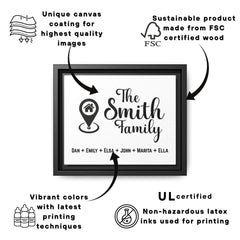 Personalized Family Name & Location Framed Canvas