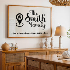 Modern Personalized Family Name Sign featuring a custom last name or kids’ name print on a stylish framed canvas. This custom wall art adds a unique and elegant touch to your modern home decor. Perfect as a trendy personalized gift for weddings, families, or special occasions. Enhance your space with this custom framed canvas wall art, a beautiful blend of style and meaning. New home Wall Decor, Christmas Gift Idea